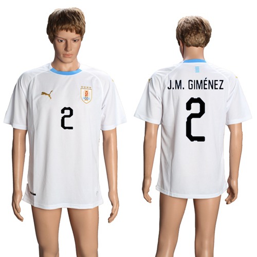 Uruguay #2 J.M.Gimenez Away Soccer Country Jersey